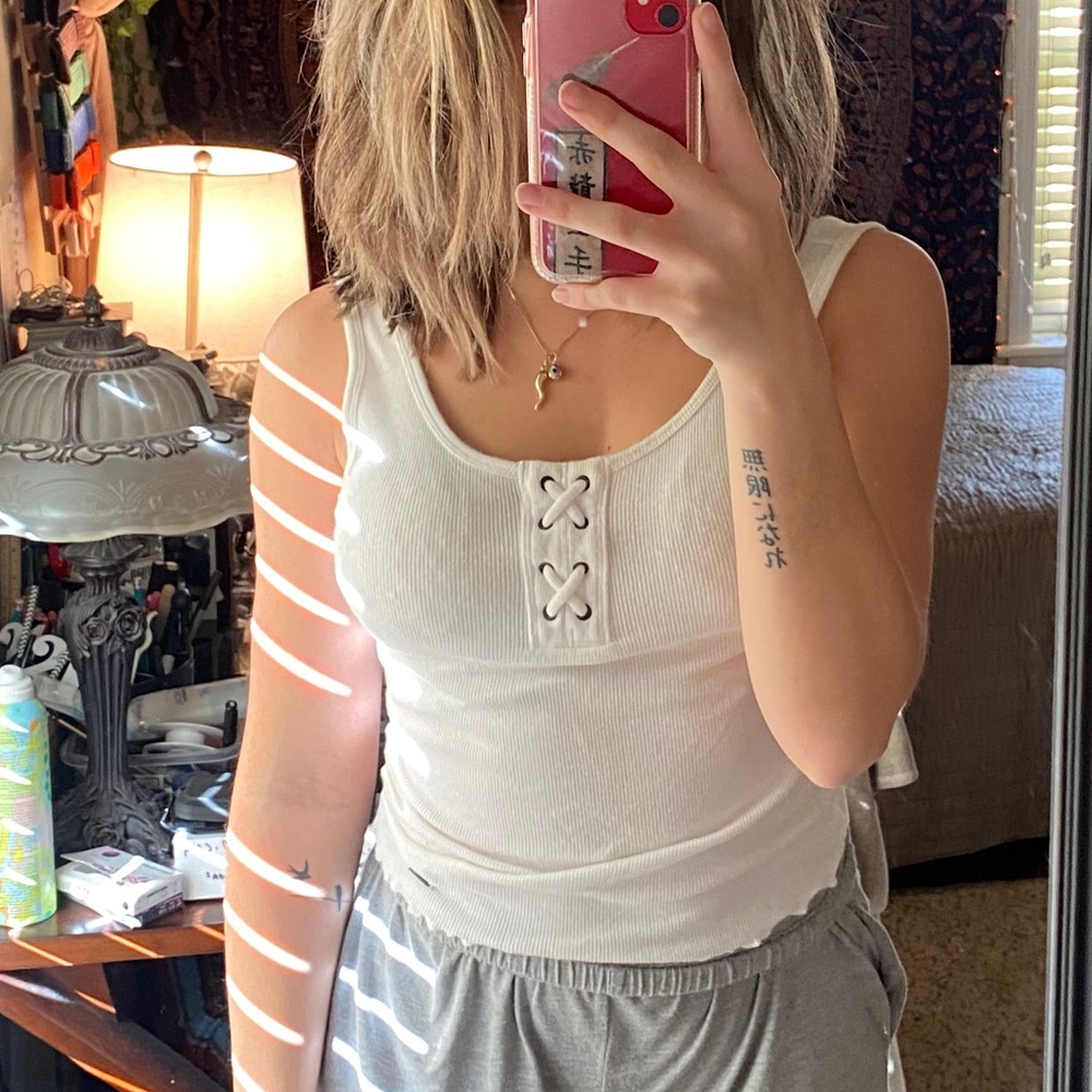 White Ribbed Tank Top